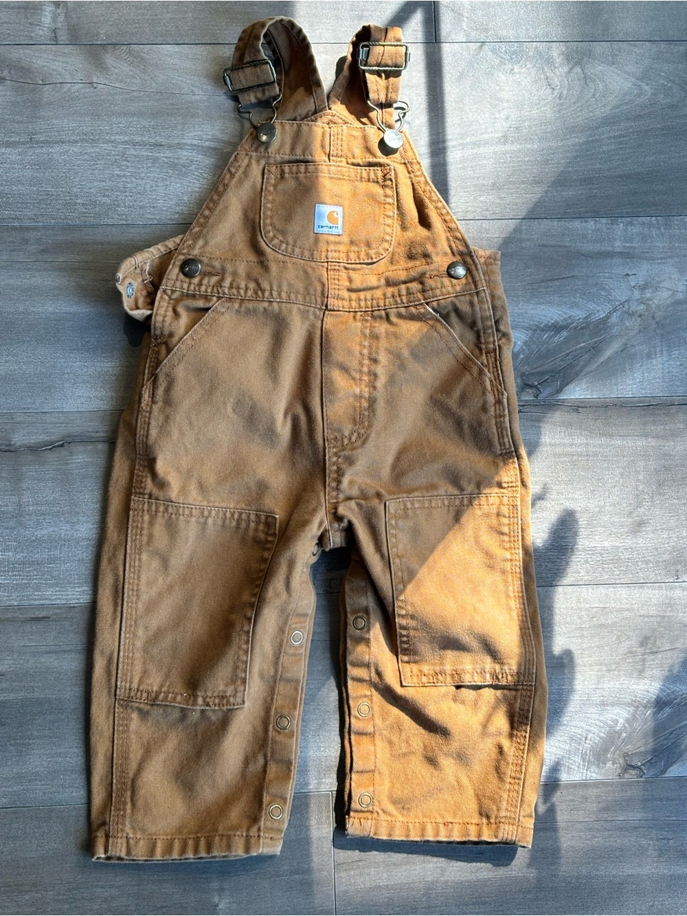 Carhartt Kids Tan Duck Canvas Overalls 12m